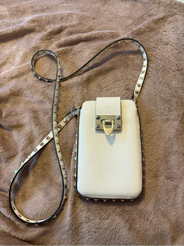 Valentino Garavani Rockstud Ivory Leather Phone Case Crossbody Bag Studded in White Leather from Poshmark