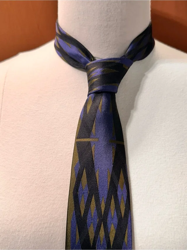 Christian Lacroix Men's Blue And Black Geometric Silk Tie in blue|black Silk from Poshmark