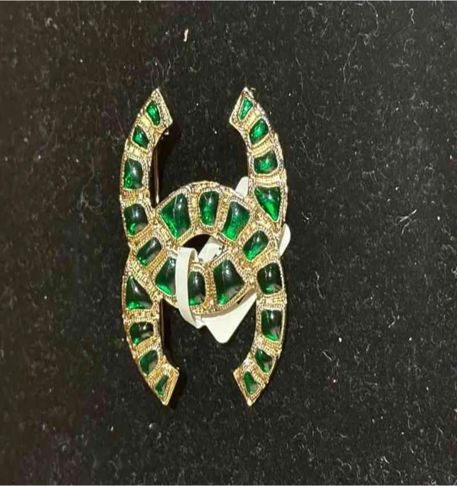 Chanel 2019 Egyptian Green Double C Brooch (Medium) in Green from Luxury Promise, photo 1 of 1