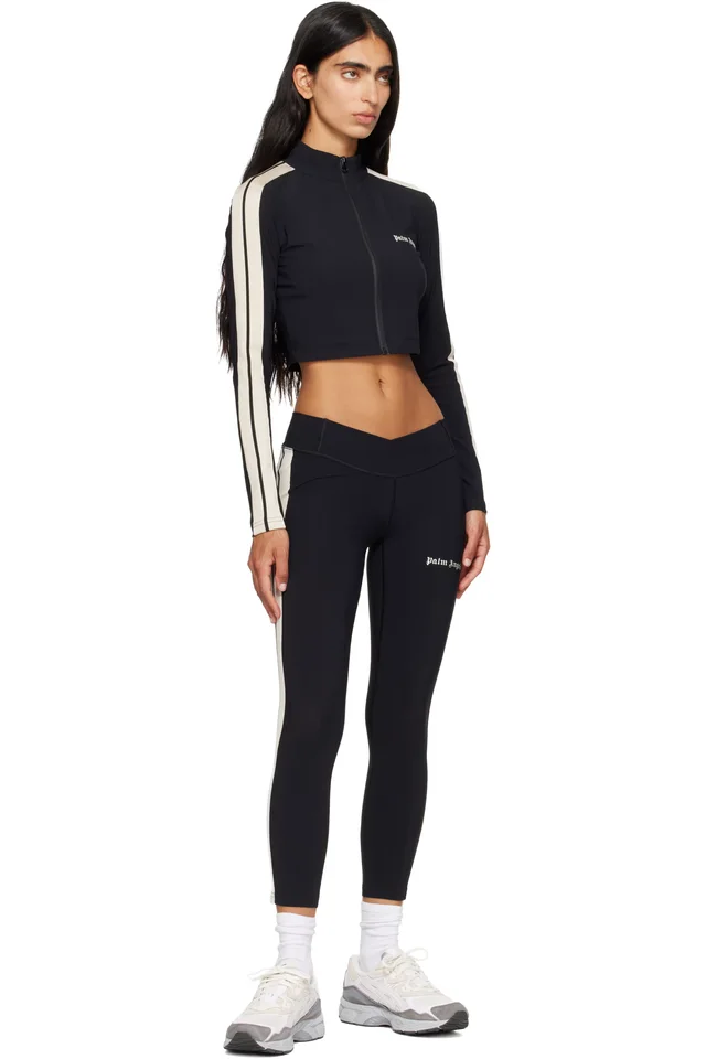 Palm Angels Black Classic Logo Low Track Leggings, photo 4 of 4 from SSENSE