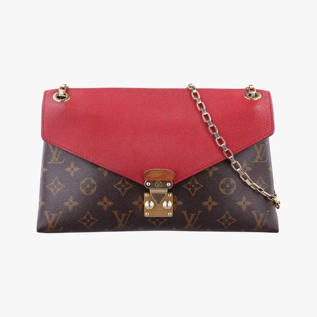 Louis Vuitton Pallas Chain Monogram Brown Cerise Canvas Calfskin Handbag in Brown Calfskin from The Reluxe