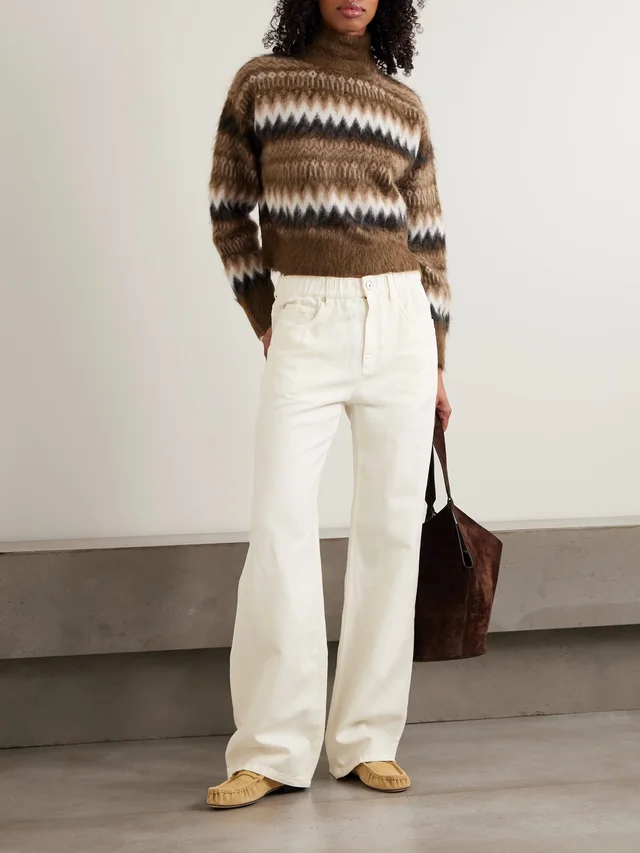 BRUNELLO CUCINELLI Bead-embellished cotton and linen-blend wide-leg pants in White, photo 2 of 2 from NET-A-PORTER (Canada)