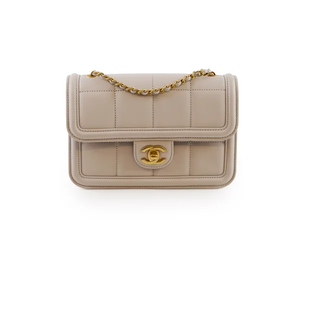 Chanel Mini Chocolate Bar Flap Calfskin Microchipped in Brown Calfskin from The Purse Affair