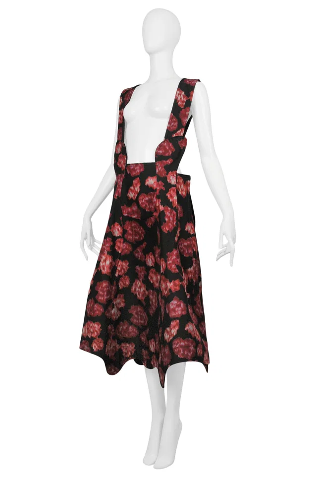 Comme des Garçons Red & Black Floral Jumper 2016 in Black Silk from Resurrection Vintage