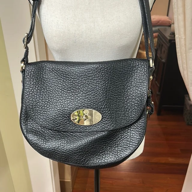 Mulberry Black Pebbled Leather Shoulder Bag in black|gold Leather from Poshmark