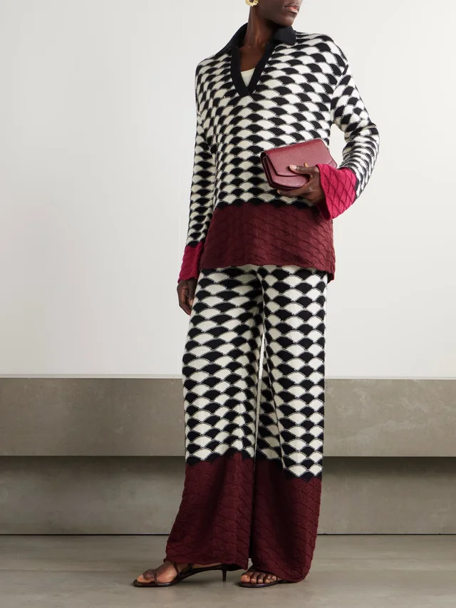 LA DOUBLEJ Wool-jacquard wide-leg pants in White, photo 2 of 2 from NET-A-PORTER (Canada)