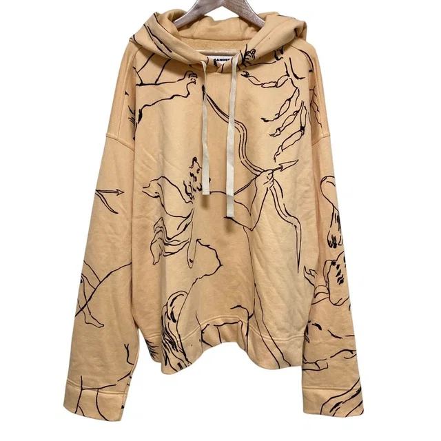 Jil Sander Constellation Print Hoodie in Beige Cotton from LuxUness