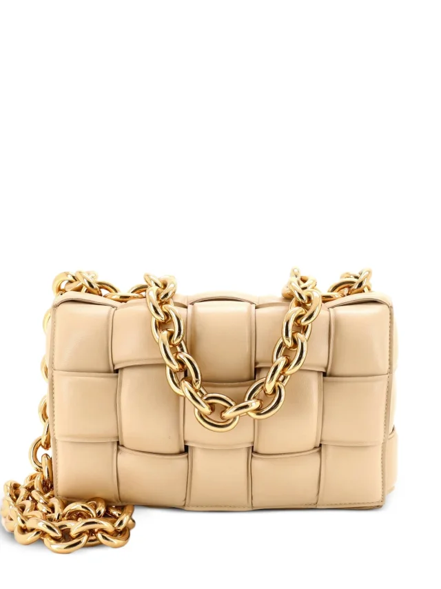 Bottega Veneta Pre-Owned Cassette Chain Padded Maxi Intrecciato Leather Crossbody Bag | Neutrals | FARFETCH in Woven leather from Farfetch