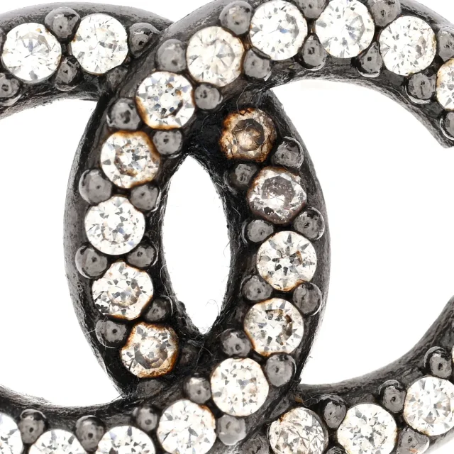 Chanel Ruthenium Crystal CC Earrings from FASHIONPHILE, photo 5 of 5