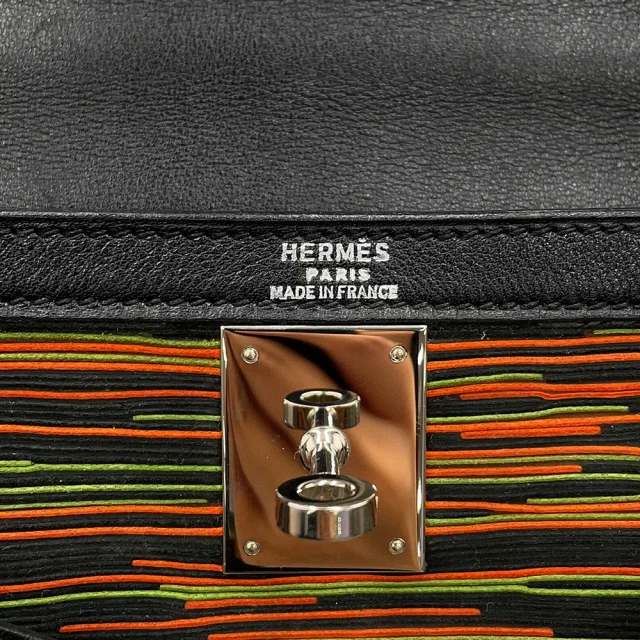 Hermès Kelly Sellier Black/Orange/Green Vibrato Gulliver Size 28 in Black from GALLERY RARE, photo 20 of 21