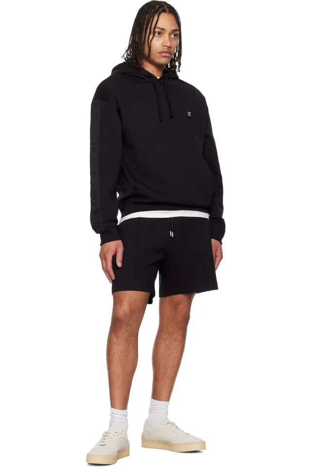 Hugo Black Stacked-Logo Trim Shorts, photo 4 of 4 from SSENSE
