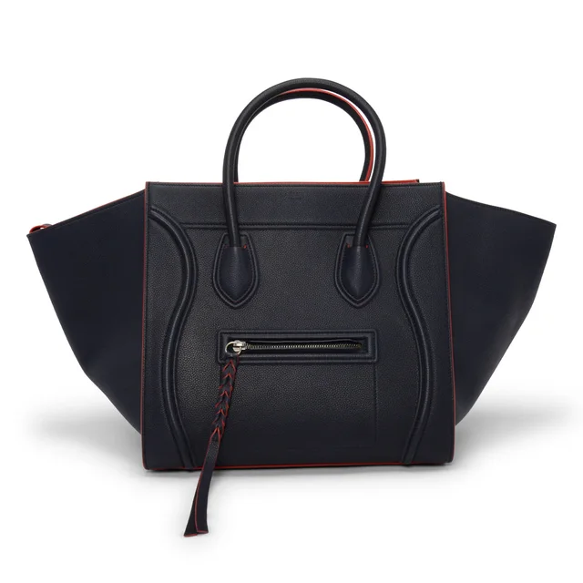 Celine Bullcalf Medium Phantom Luggage Tote in Navy & Red from Blue Spinach