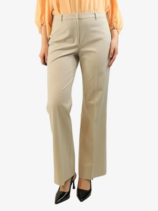 Max Mara Beige straight-leg trousers - size UK 14 in Beige from Sign of the Times