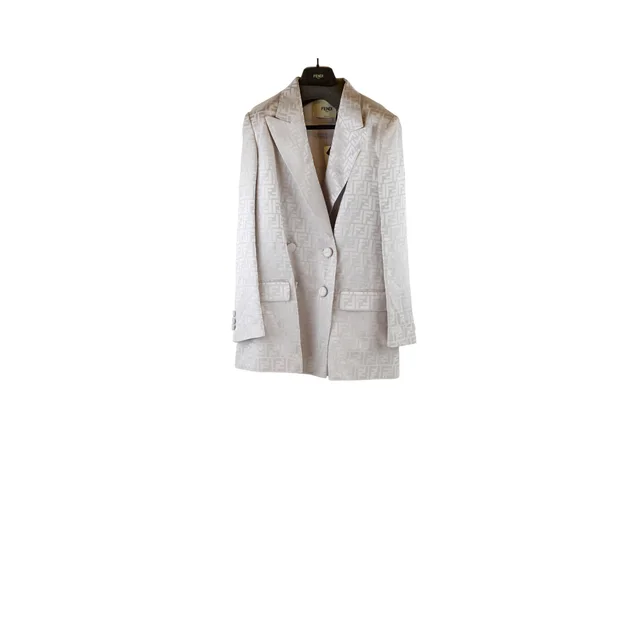 Fendi Blazer Silver Size 46 in Silver Silk from The Purse Affair