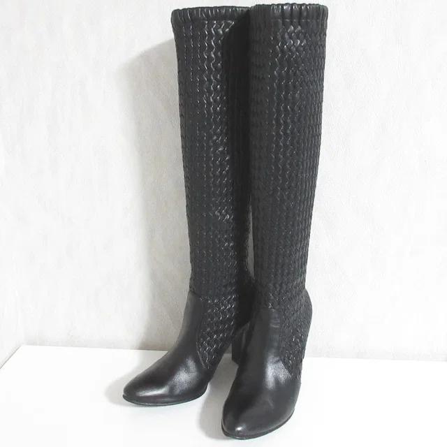 Bottega Veneta Intrecciato Long Boots in Woven leather from LuxUness