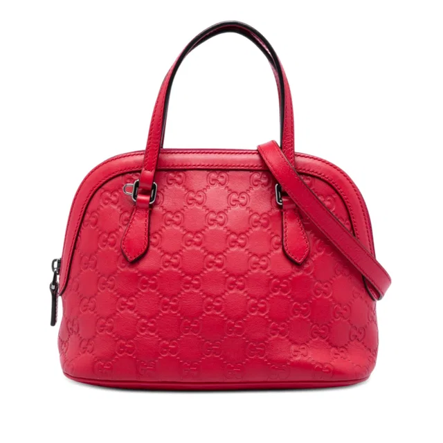 Red Gucci Medium Guccissima Dome Satchel in Red Leather from Designer Revival