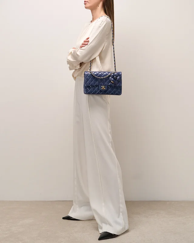 Chanel Timeless Camellia Medium Crinkled Calf Blue in Blue Calfskin from SACLÀB, photo 3 of 10