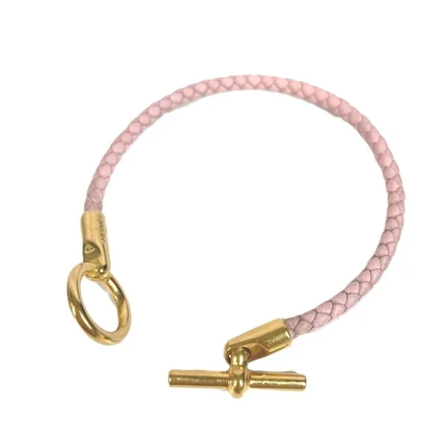 Hermès Glenan Braided Bangle Bracelet, Leather, Men's & Women's, Light Pink in gold Leather from Poshmark