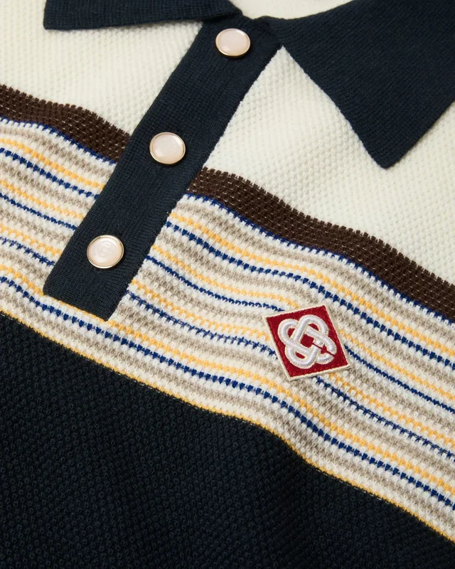 Casablanca Striped Knitted Polo Shirt, photo 2 of 6 from SENSER
