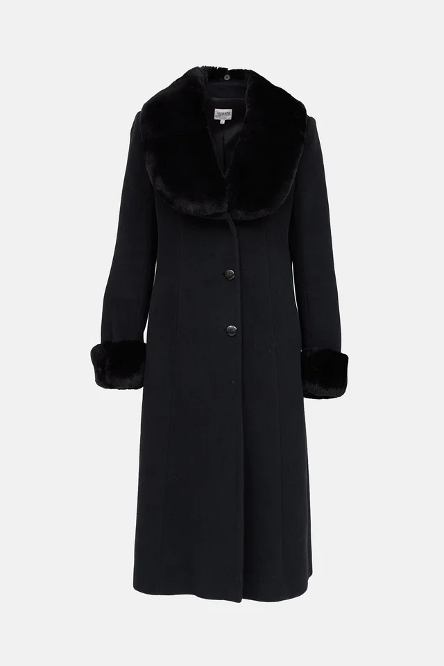 Giorgio Armani Collezioni 2008 Fur Trim Coat in Cashmere from VSP Consignment