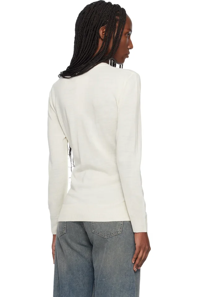 MM6 Maison Margiela Beige Xtra Sleeves Sweater, photo 3 of 4 from SSENSE