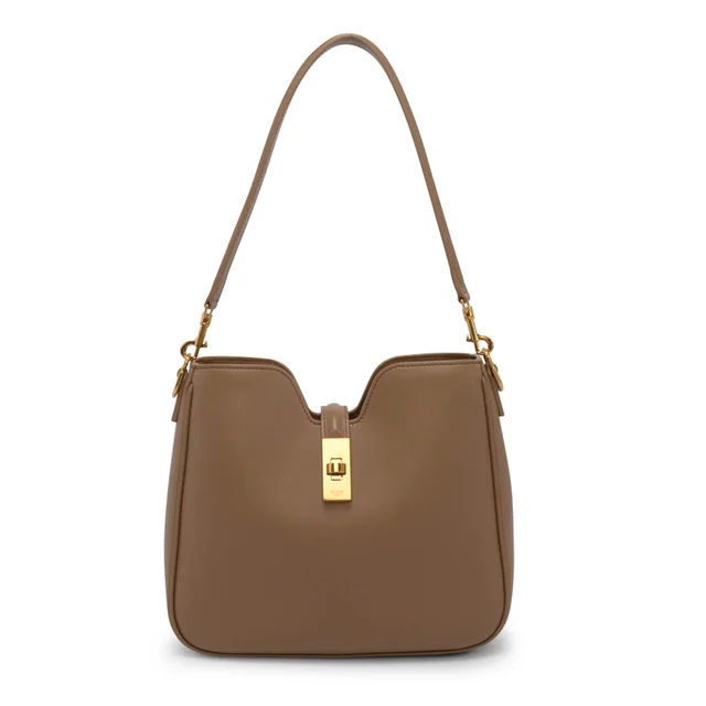 Celine Smooth Calfskin Small Camille 16 Soft Bag in Smoked Brown Calfskin from Blue Spinach