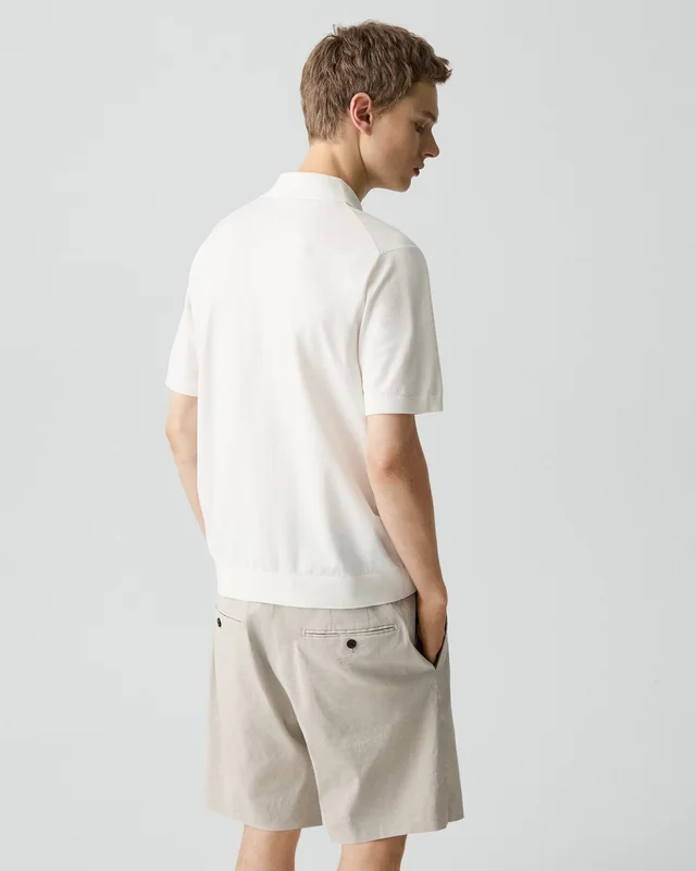 Theory Soris Polo Shirt in Light Bilen in WHITE 62% Viscose, 38% Polyester; Exclusive Of Elastic, photo 3 of 10 from Theory