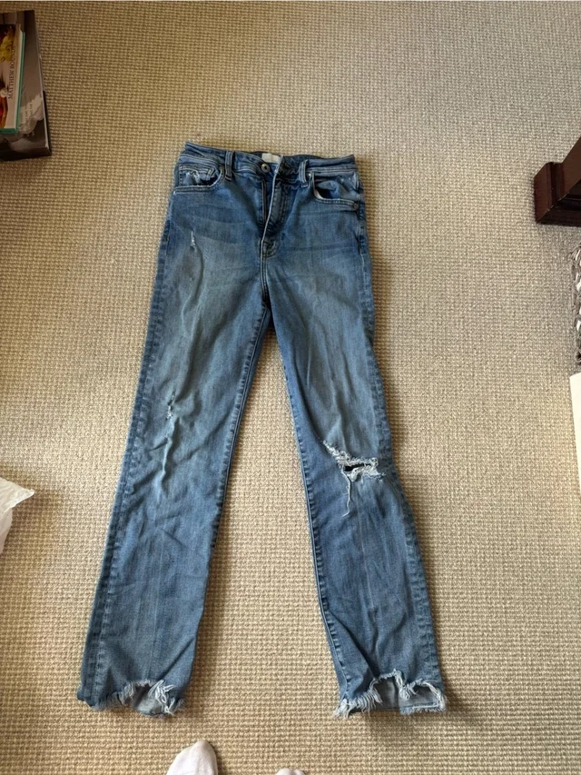 SIMKHAI Women Blue Distressed Slim Jeans in blue from Poshmark