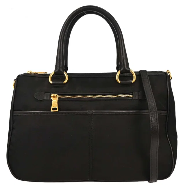 Prada Black Nylon 2way Shoulder Handbag in Black Nylon from AMORE Vintage Tokyo