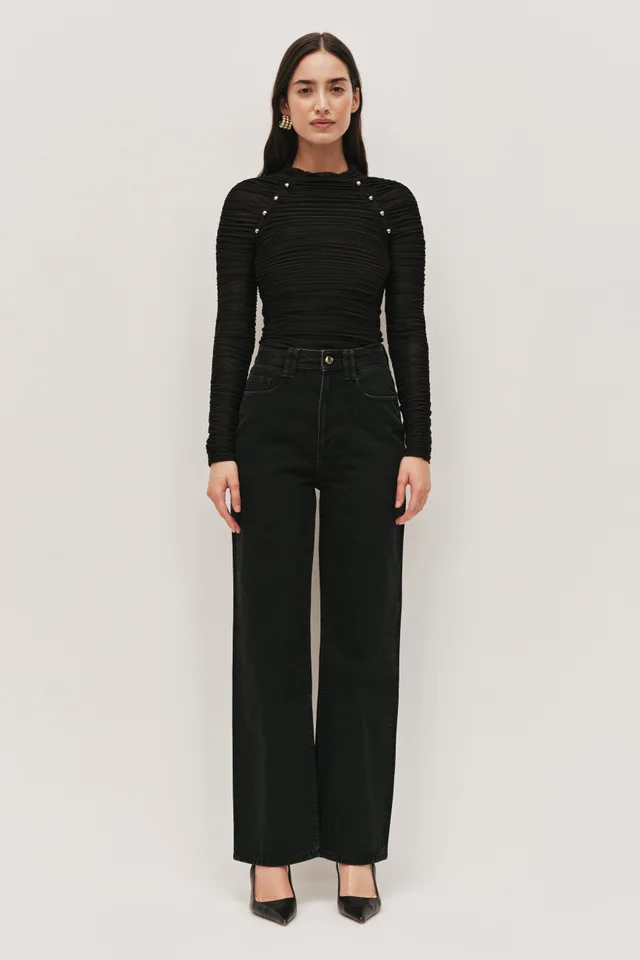 AJE Carline Gathered Mesh Top in Black from Aje, photo 1 of 1