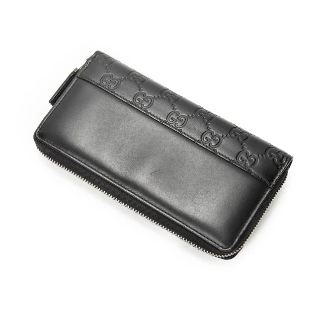 Gucci Zip Around Wallet Black Guccissima in Black from The Reluxe