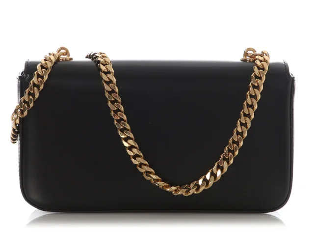 Celine Black Shiny Calfskin Claude Chain Shoulder Bag in Black Calfskin from Ann's Fabulous Finds, photo 4 of 9
