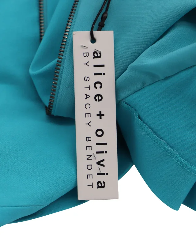Alice + Olivia Zipper Detail Dress in Turquoise Viscose in Blue, photo 5 of 6 from ShopSimon