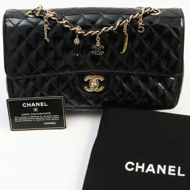 Chanel Circa 2009 Patent Multicharm CC Turnlock Chain Bag Black in Black Patent leather from VINTAGE QOO TOKYO, photo 13 of 13