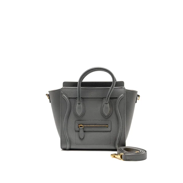 Celine Nano Luggage Bag Calfskin Grey GHW in Grey Calfskin from EMIER