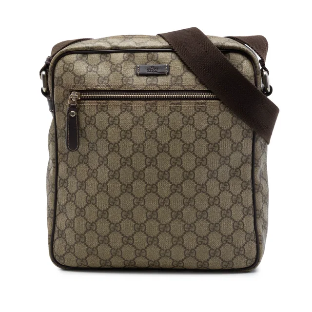 Beige Gucci GG Supreme Crossbody in Beige Coated canvas from Designer Revival