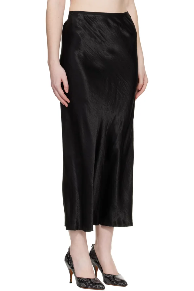 Maison Margiela Black Satin Midi Skirt, photo 2 of 2 from SSENSE