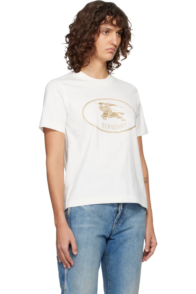 Burberry Off-White Knight Stamp Cotton T-shirt, photo 2 of 4 from SSENSE