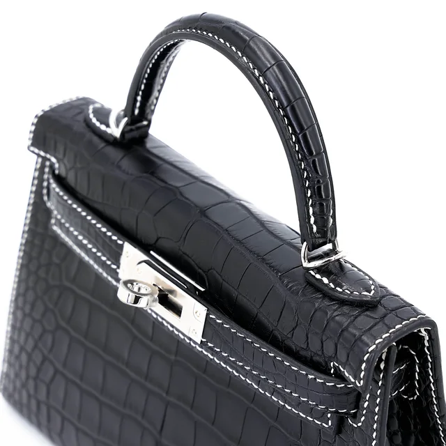 Hermès Mini Kelly II HSS Noir (89) Nata (I2) in Black Crocodile from Ginza Xiaoma, photo 3 of 4