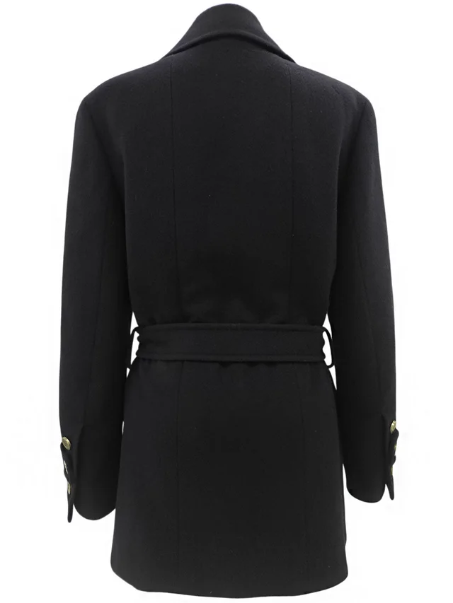Chanel Cashmere CC Mark Button Double Breasted Coat Black in Black Cashmere from VINTAGE QOO TOKYO, photo 2 of 2