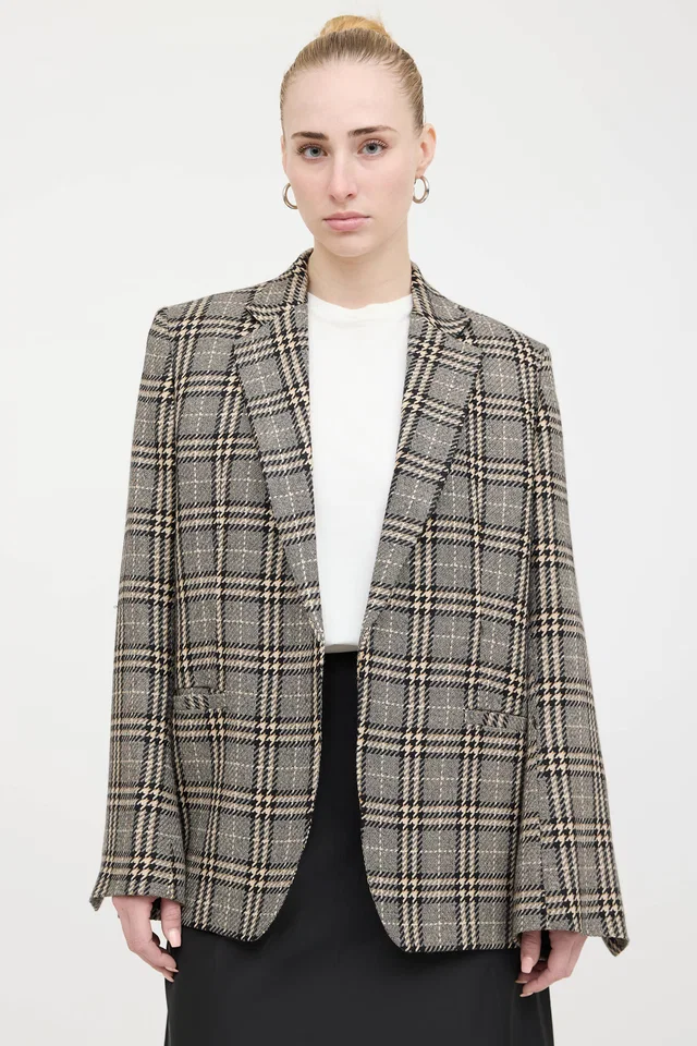 TOTEME Houndstooth Plaid Blazer in Wool from VSP Consignment