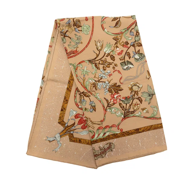 Brown Hermès Pierres D Orient Et D Occident Silk Scarf 90 Scarves in Brown Silk from Designer Revival