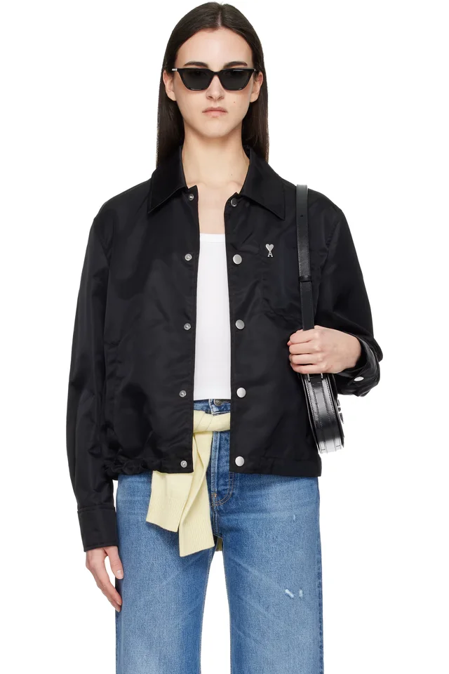 Black Nylon 'Ami De Coeur' Stud Buttoned Jacket, image 1 of 1 from SSENSE