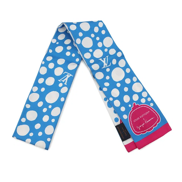Louis Vuitton Scarf Bandeau Infinity Dot White/Blue/MulticolorM78290 Silk 100% in White Silk from GALLERY RARE