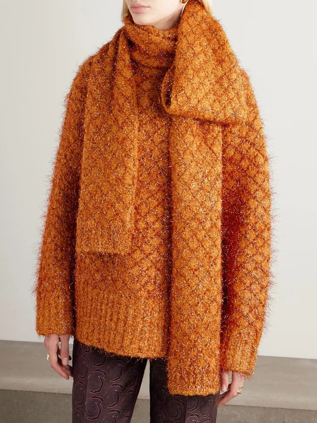 DRIES VAN NOTEN Metallic wool-blend scarf in Orange, photo 2 of 2 from NET-A-PORTER (Canada)