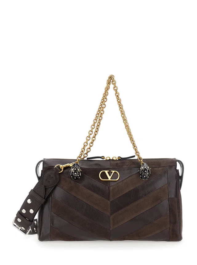 Valentino Garavani Shoulder Bag — Brown Lambskin in Brown Lambskin from HEWI