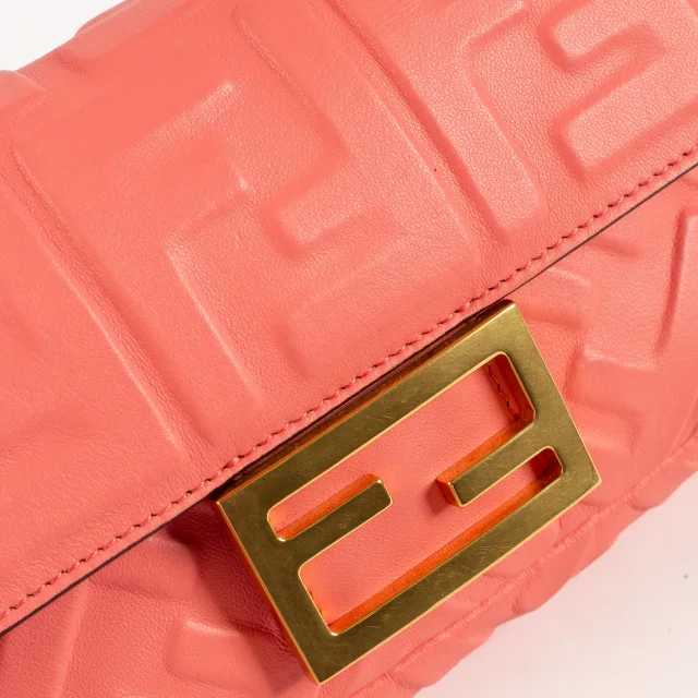 Fendi Pink FF Embossed Leather Mini Baguette Bag in Pink Leather from Labellov, photo 7 of 7