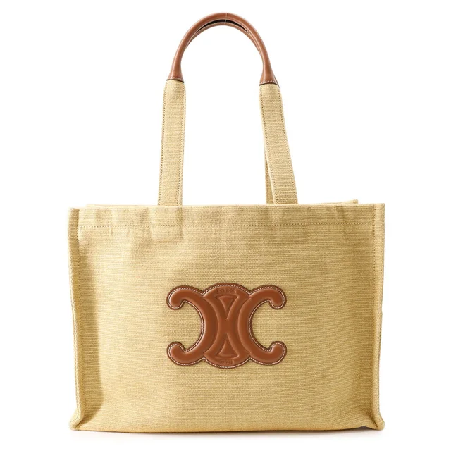 Celine Cabatais Triomphe Tote Bag Natural/Brown196762DST.02NT Canvas Leather Size Large in Beige Canvas from GALLERY RARE, photo 1 of 1