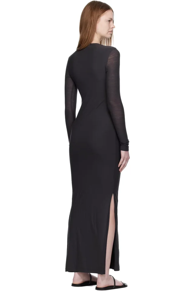 Nanushka Gray Linora Draped Wool Jersey Maxi Dress, photo 3 of 4 from SSENSE