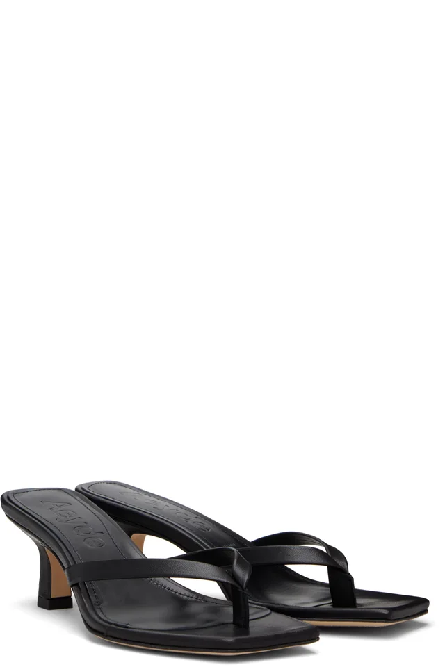 Aeyde Black Wilma Square-Toe Heeled Sandals, photo 4 of 4 from SSENSE
